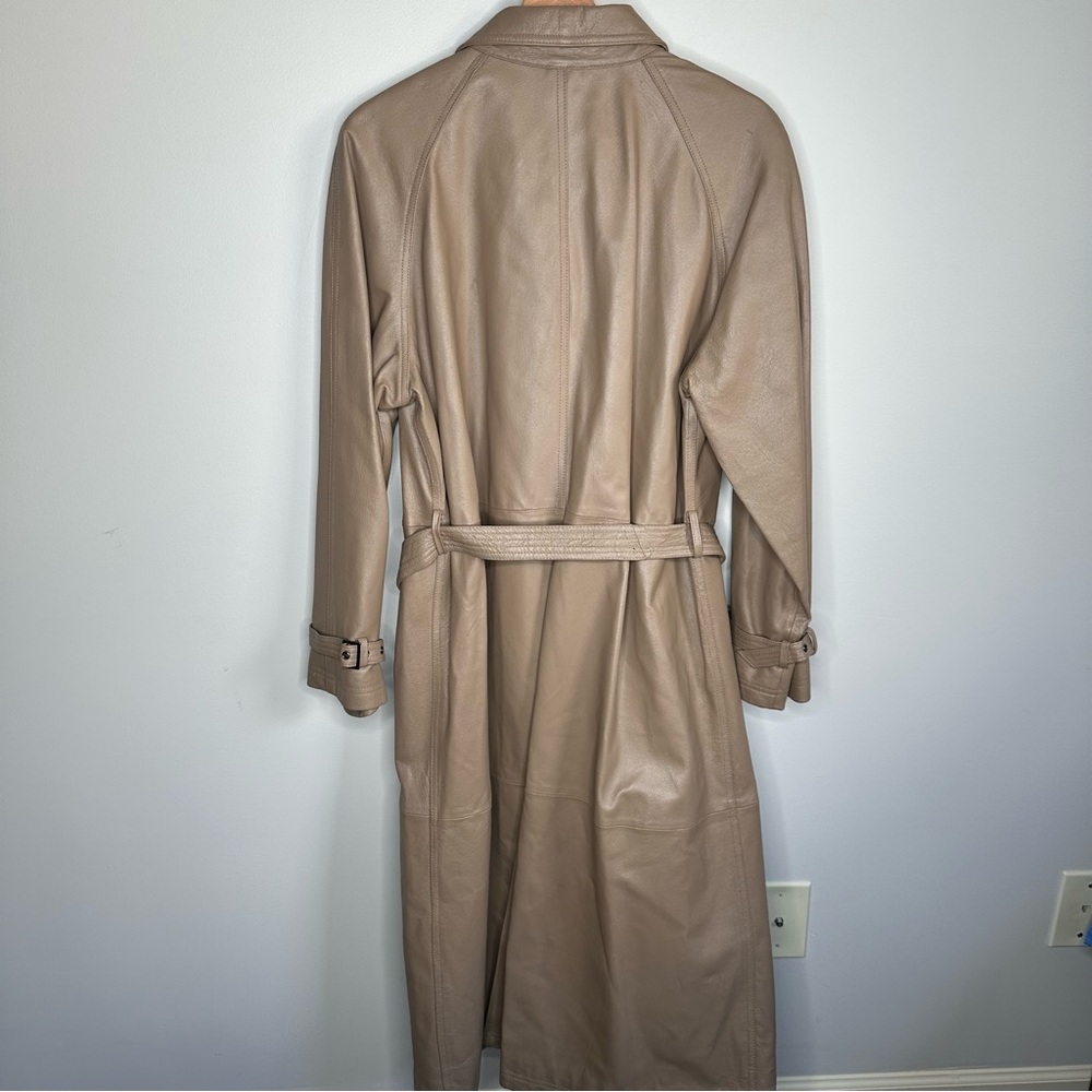 Pamela McCoy vintage tan Leather Trench Coat - Picture 3 of 3